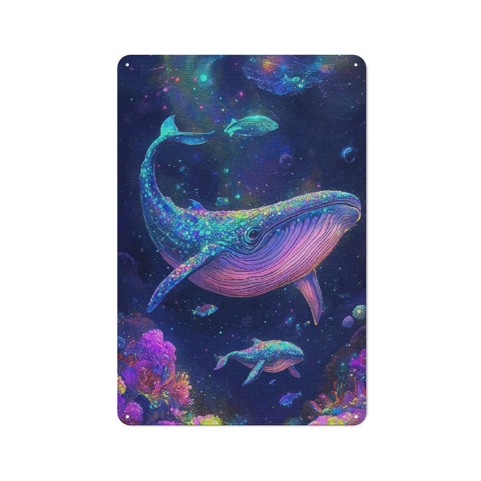 Junmoney Whale Coral Reef Kitchen Metal Sign With Design 30X20cm, Vintage Cafe Wall Decor For Restaurant, Kitchen, Counter Or Breakfast Nook