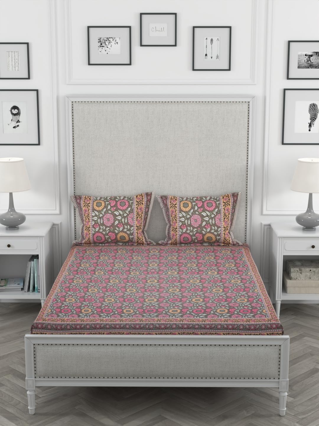 NatureInspired Leaf Print Cotton Bed Sheets Serene