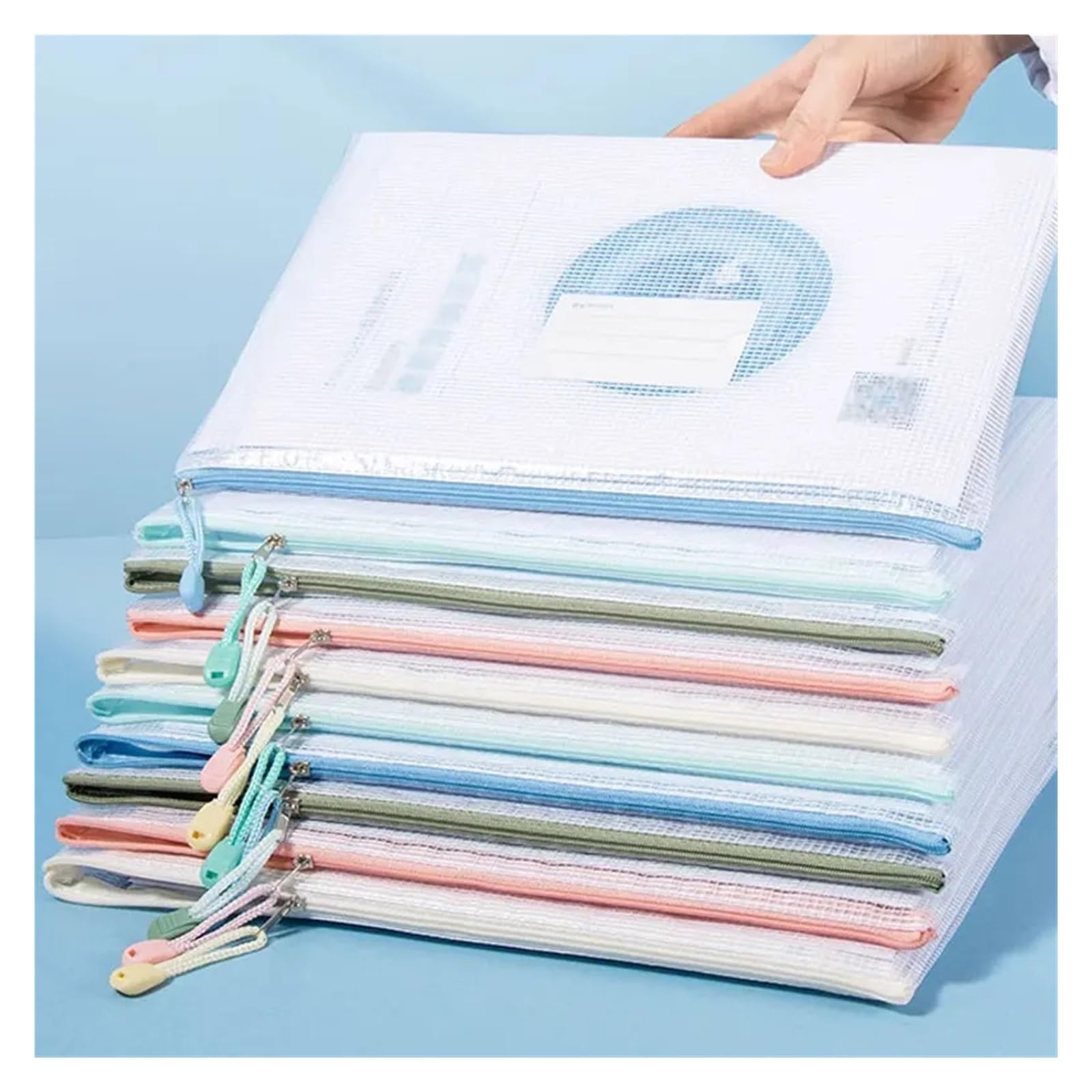 Borsa con cerniera in rete A4 in plastica | 10/15/25/50 pezzi for riporre documenti e oggetti artigianali(25Pcs)