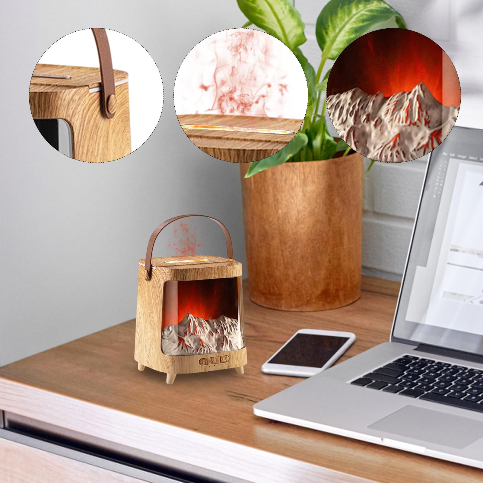 Umidificatore per Luminoso a 7 Colori | Macchina Aromaterapia Intelligente Ultra Silenziosa da 200ml con Timer Per Camera da Scrivania Casa Ufficio
