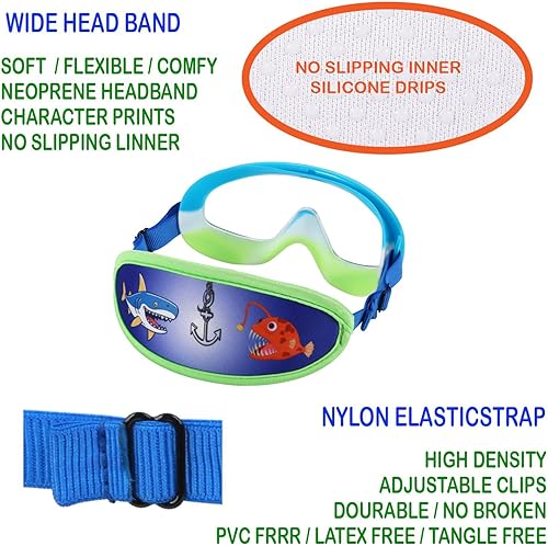 Miniatura 4 de Kids Goggles Swimming 4-7,Kids Goggles Fabric Strap,Wide View Swimming Goggles for Toddler