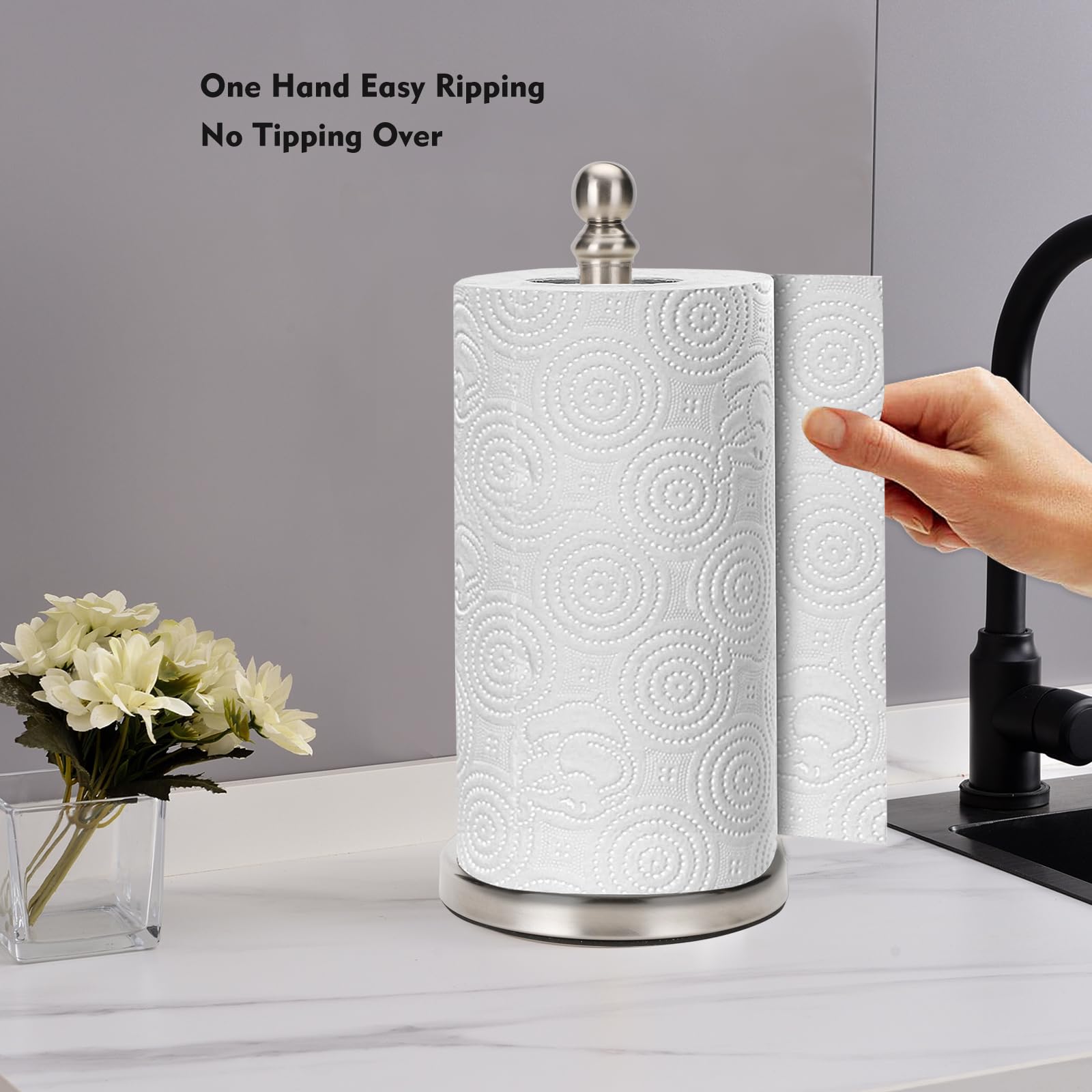 Soporte resistente para rollos de papel de cocina, encimera, Níquel cepillado