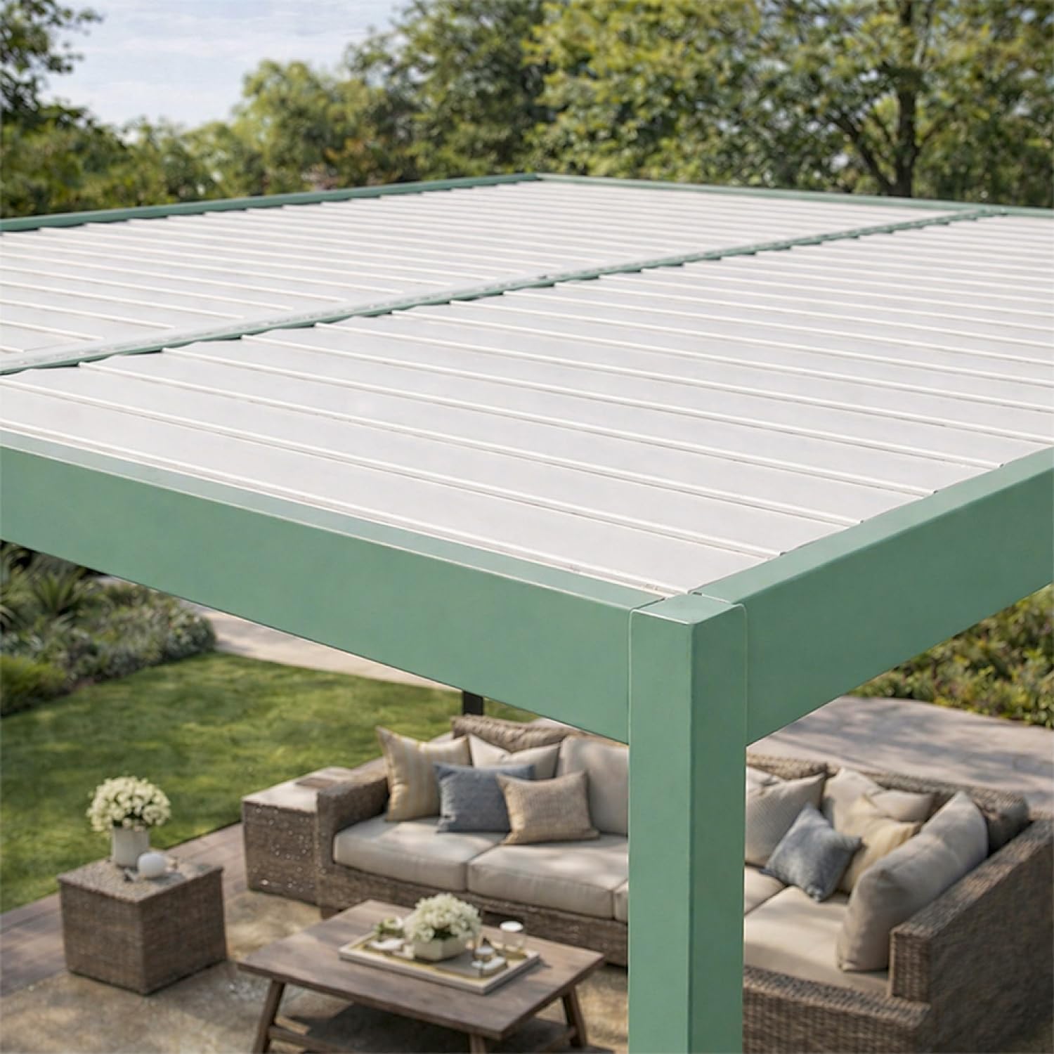 Pergola Bioclimatique Rhodes Aluminium Vert 3x3 m