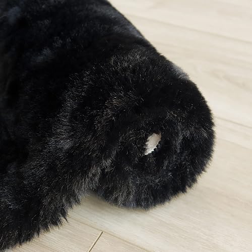 Miniatura 8 de Alfombra negra esponjosa de 5 x 7 pies para dormitorio, alfombra rectangular de pelo lavable con conejo, para sala de estar, habitación de