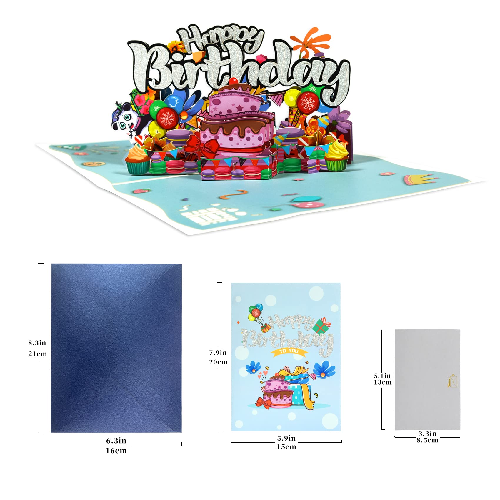 Biglietto Di Auguri Pop-Up 3D A Sorpresa: Scatola Con Palloncini – Originale Cartolina Di Compleanno Con Busta E Biglietto Bianco - 2