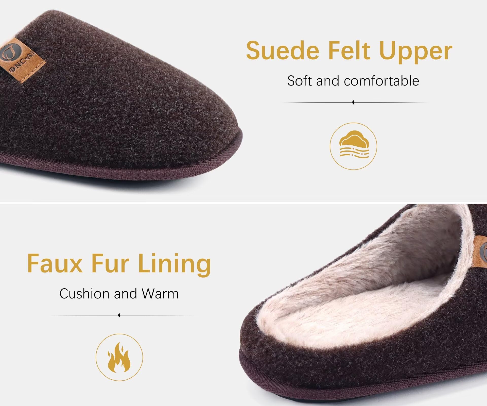ONCAI Pantofole da Uomo Invernali, Comoda Memory Foam Calde Scarpe da Casa in Lana Con Suola Antiscivolo Taglia 40-49 EU