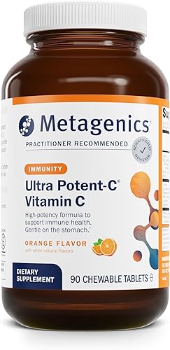 Metagenics Ultra Potent-C masticable - 250 mg de vitamina C tamponada con bioflavonoides, L-lisina y L-cisteína - Apoyo inmunológico y antioxidante