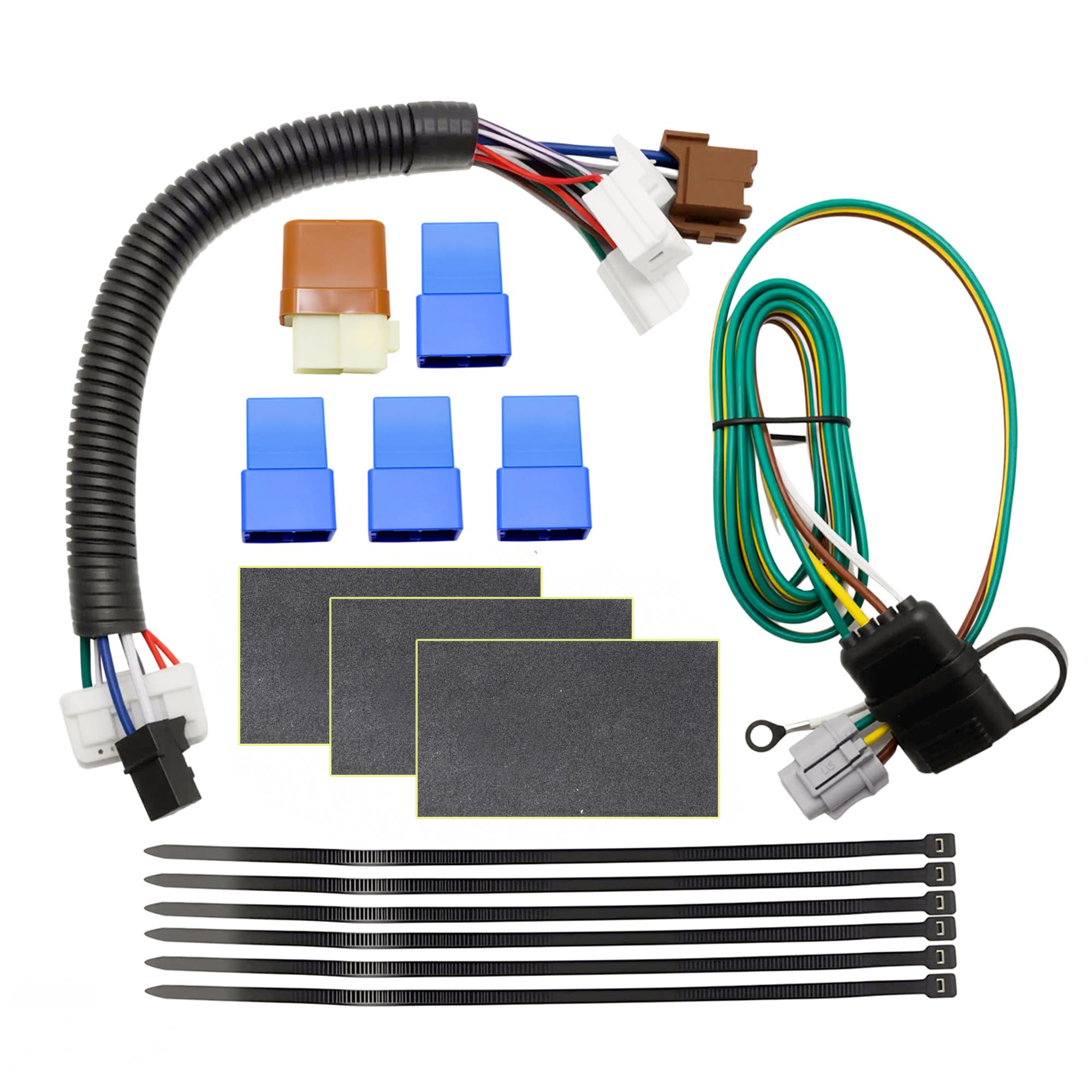 4 Way Flat Trailer Wiring Harness Kit Compatible with Nissan Pathfinder 2013-2020,QX60 2014-2020,4 Pin 5 Wire Rear Trailer Hitch Wiring Harness