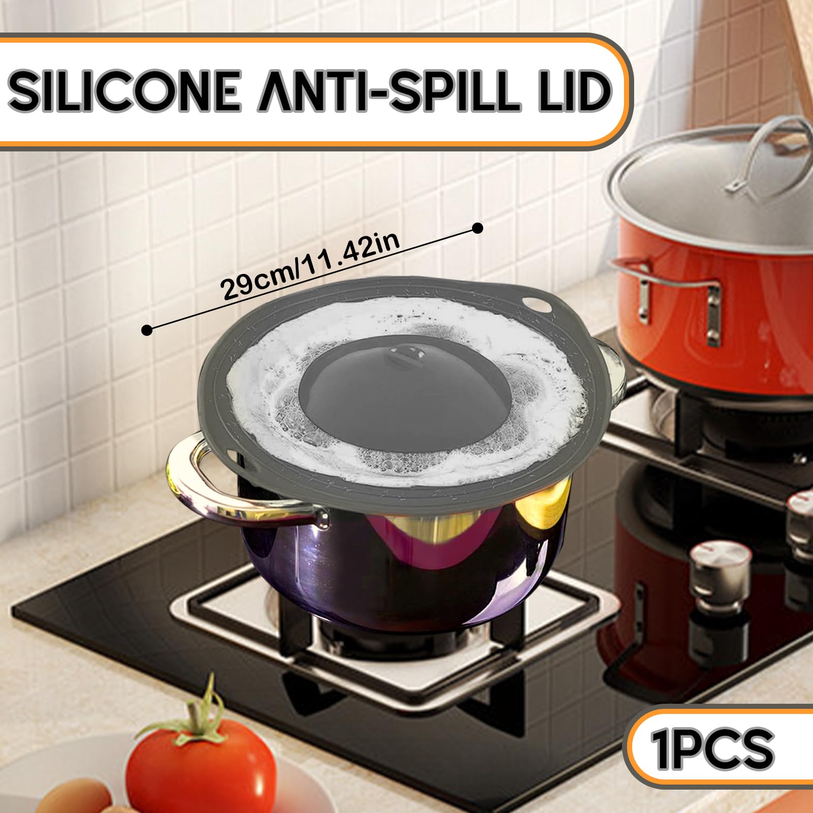 Couvercle Anti-débordement En Silicone, Couvercle En Silicone Anti-déversement Pour Trop-plein - Haute Température - Anti-ébullition - Pour Poêles, Casseroles, Cuisine Bouillante (Gris