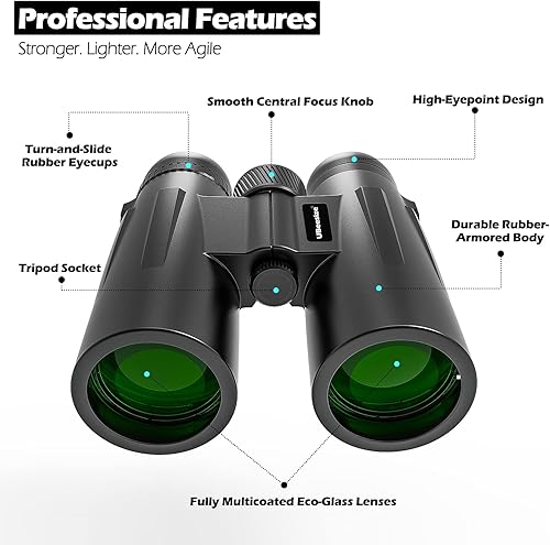 Miniatura 2 de UBeesize Binoculares compactos de 12 x 42 pulgadas con soporte universal para teléfono binoculares para adultos con visión súper brillante y grande