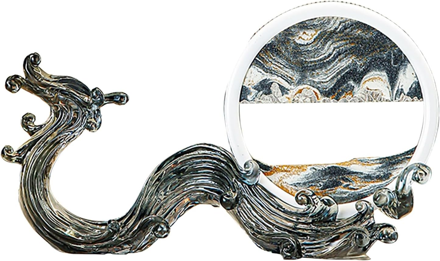TaLcuS Moving Sand Art Picture,Flowing Sand Decorative Ornament，Liquid Motion 3D Deep Sea Sandscape in Motion Display Flowing Sand Frame Relaxing Desktop Home Office (Color : A3)