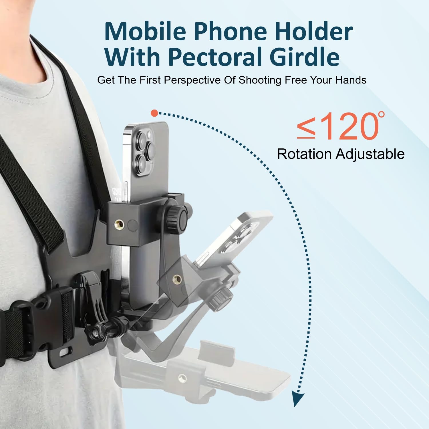 TECHONTO® Adjustable Chest Strap Mount with Mobile Holder Clip & Screw Compatible with All Smartphones Body Belt Harness for GoPro Hero, SJCAM, Yi & Other Action Cameras Hands-Free Mount – Black 4