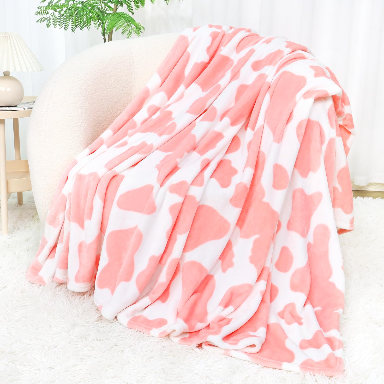 Pink Throw Blanket for Couch & Bed - Ultra Soft Plush Fleece Throw for Women, Cute Cozy Western Decor for Bedroom & Living Room - Pink Gifts for Girls