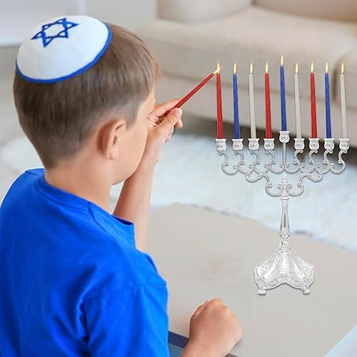 Miniatura 24 de Majestic Giftware CP-BLWT - Velas de Hanukkah - 45 velas de Janucá hechas a mano sin goteo de 5 pulgadas para las 8 noches de Hanukkah Cera