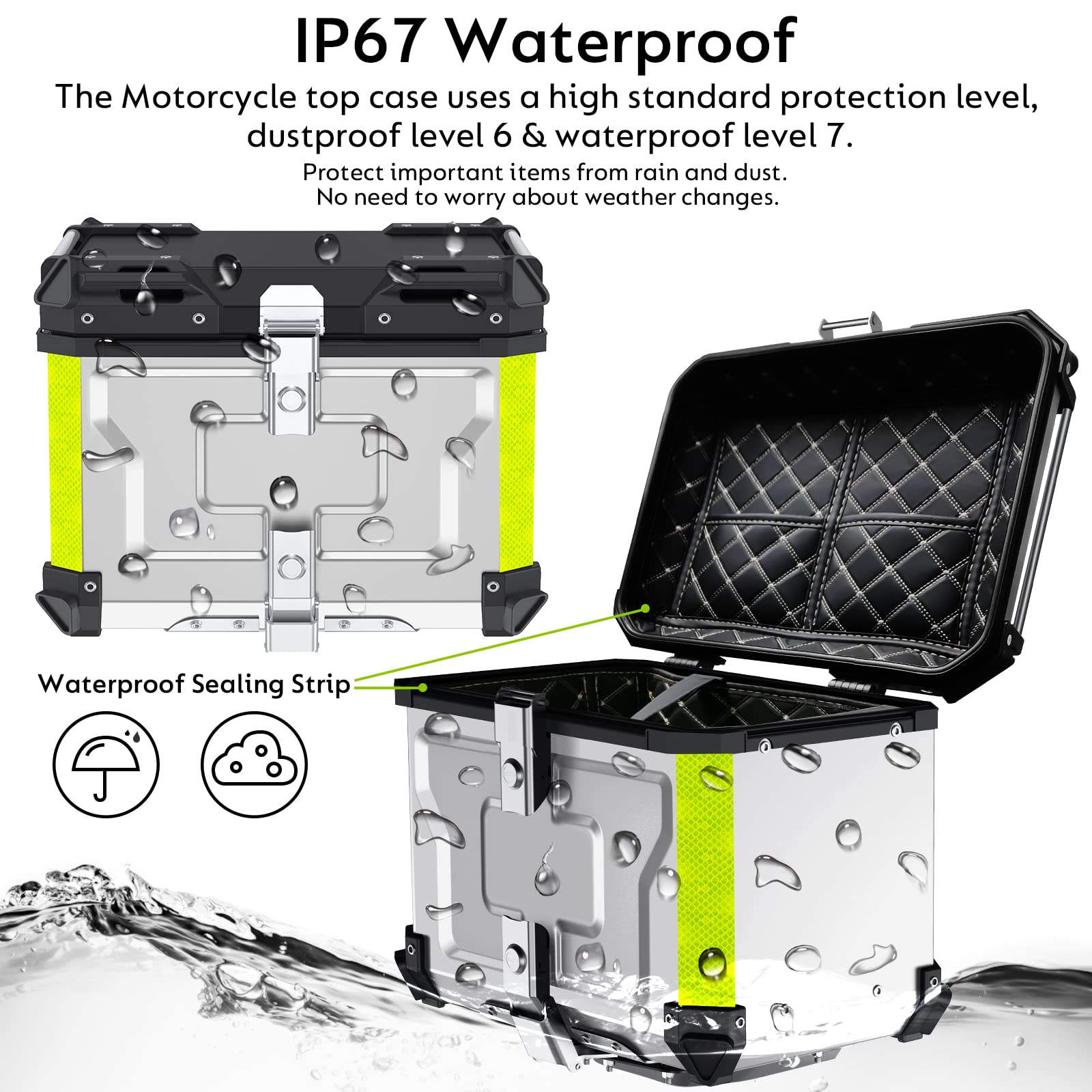 BIKING Motorrad Heckbox 45L – Alu-Topcase Schwarz, Wasserdicht & Universell Montierbar