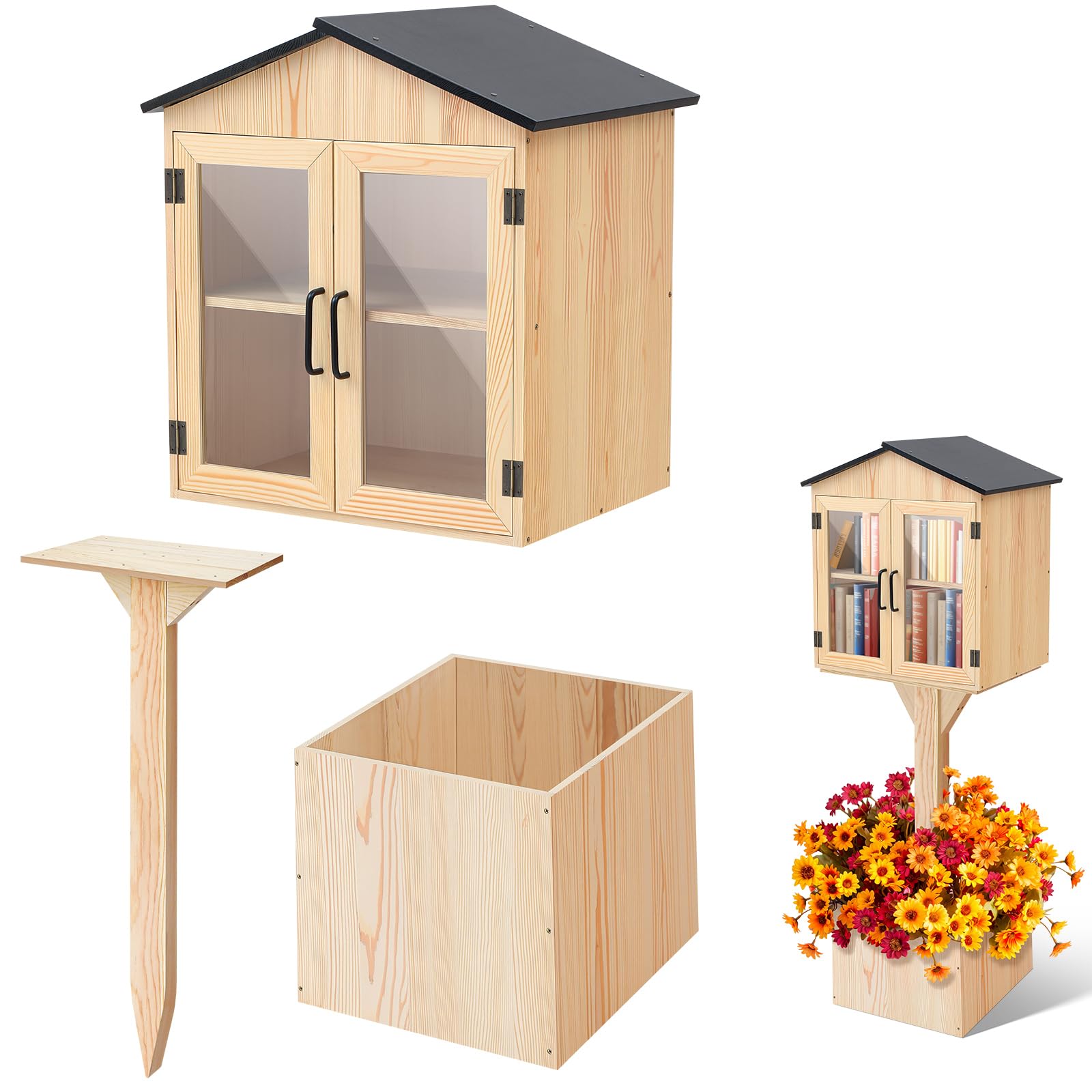 Outdoor Book Library Box - Wooden Exchange Kit -1 Outdoor Book Library Box - Wooden Exchange Kit -1
