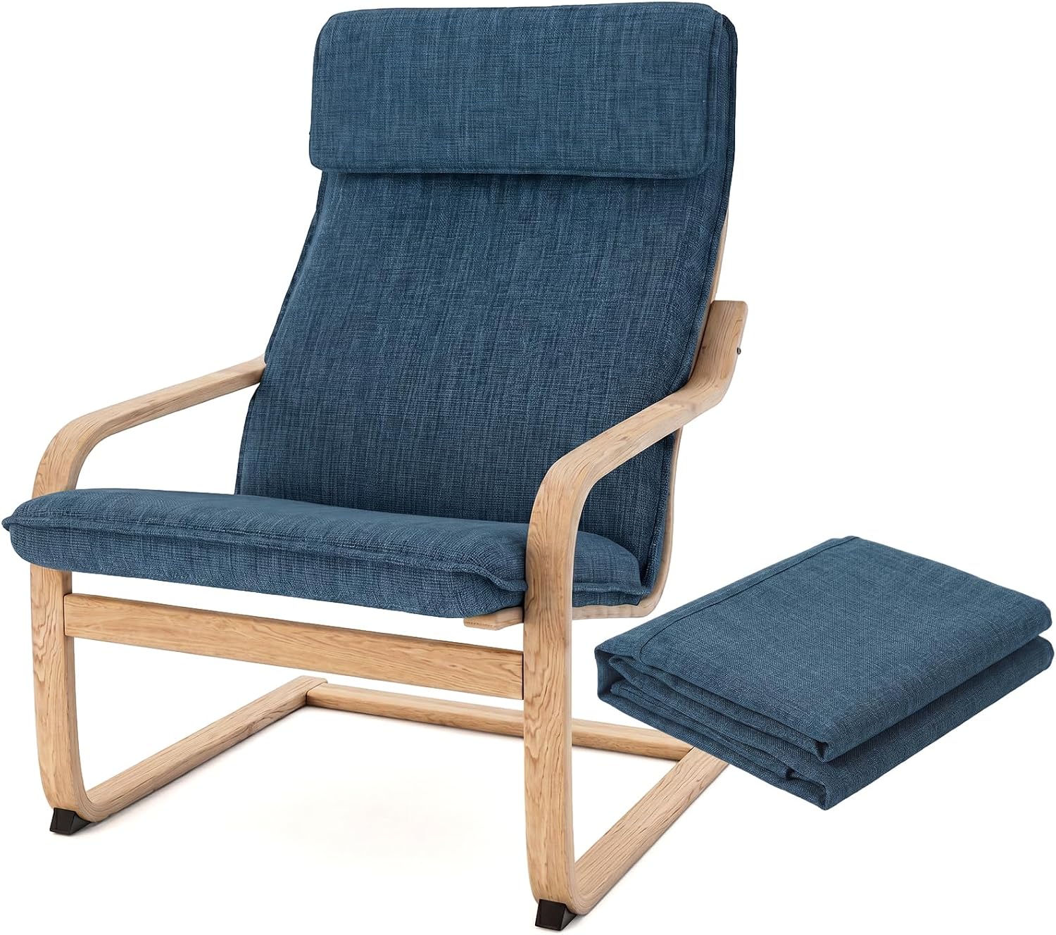 Tranqun Navy Blue Armchair Replacement Cover 51.97x21.65 Inches Polyester Chair Replacement Compatible with IKEA Poang Armchair Slipcover Only Cushion Not Included