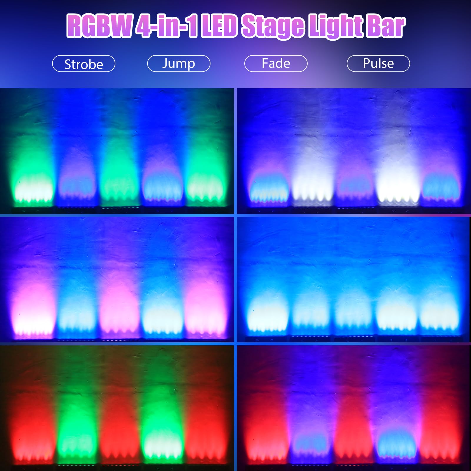 Barra Luminosa LED 60W Wallwasher Illuminazione di Scena Effetti, 9 RGBW LED con Telecomando Luce di Partito Angolo del Fascio 35° Stroboscopio DMX512 per Matrimoni Esterni Discoteca Natale DJ 2PCS