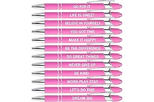 PASISIBICK Bulk Set of 12 Motivational Pink Pens