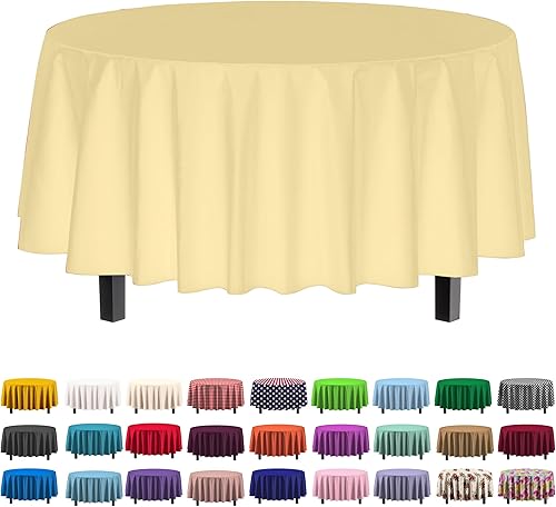 Miniatura 44 de Party Solids Paquete de 4 manteles de plástico color cereza, 54 x 108 pulgadas, mantel desechable para fiestas y pícnics Cereza,Puntos negros y