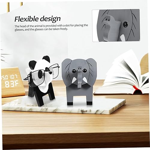 Miniatura 6 de GALPADA Soporte para gafas de escritorio, diseño animal, material de madera, 2 unidades, para sala de estar de oficina