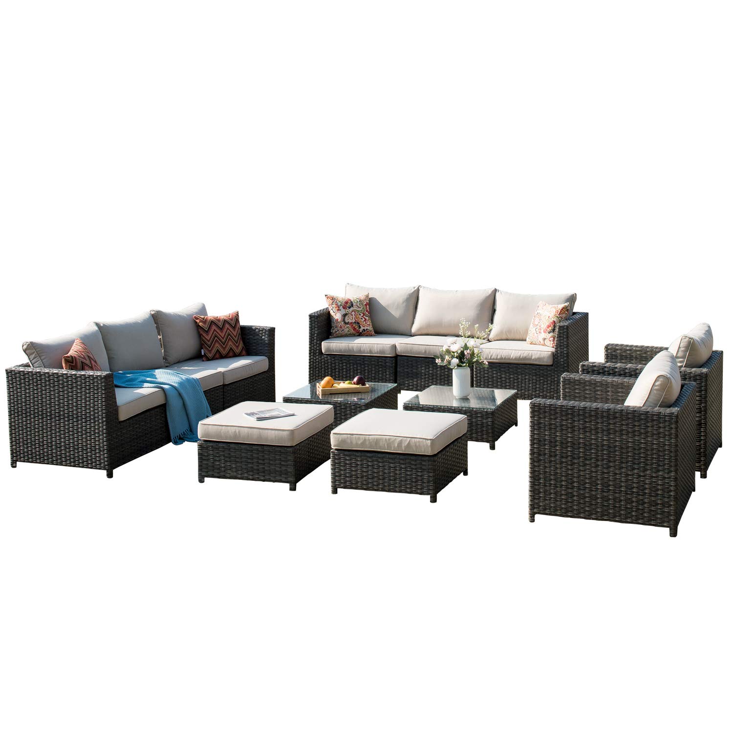 XIZZI Patio Furniture Sets Outdoor Sectional Sofa 12 Pieces No Assembly