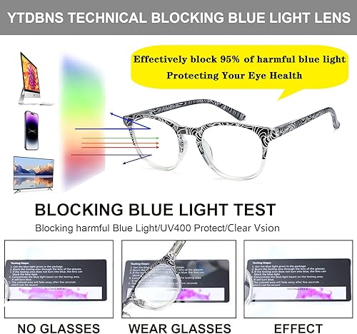 Miniatura 5 de YTDBNS Paquete de 4 lentes de lectura para hombres y mujeres, elegantes anteojos de lectura para computadora con bloqueo de luz azul, para mujeres y
