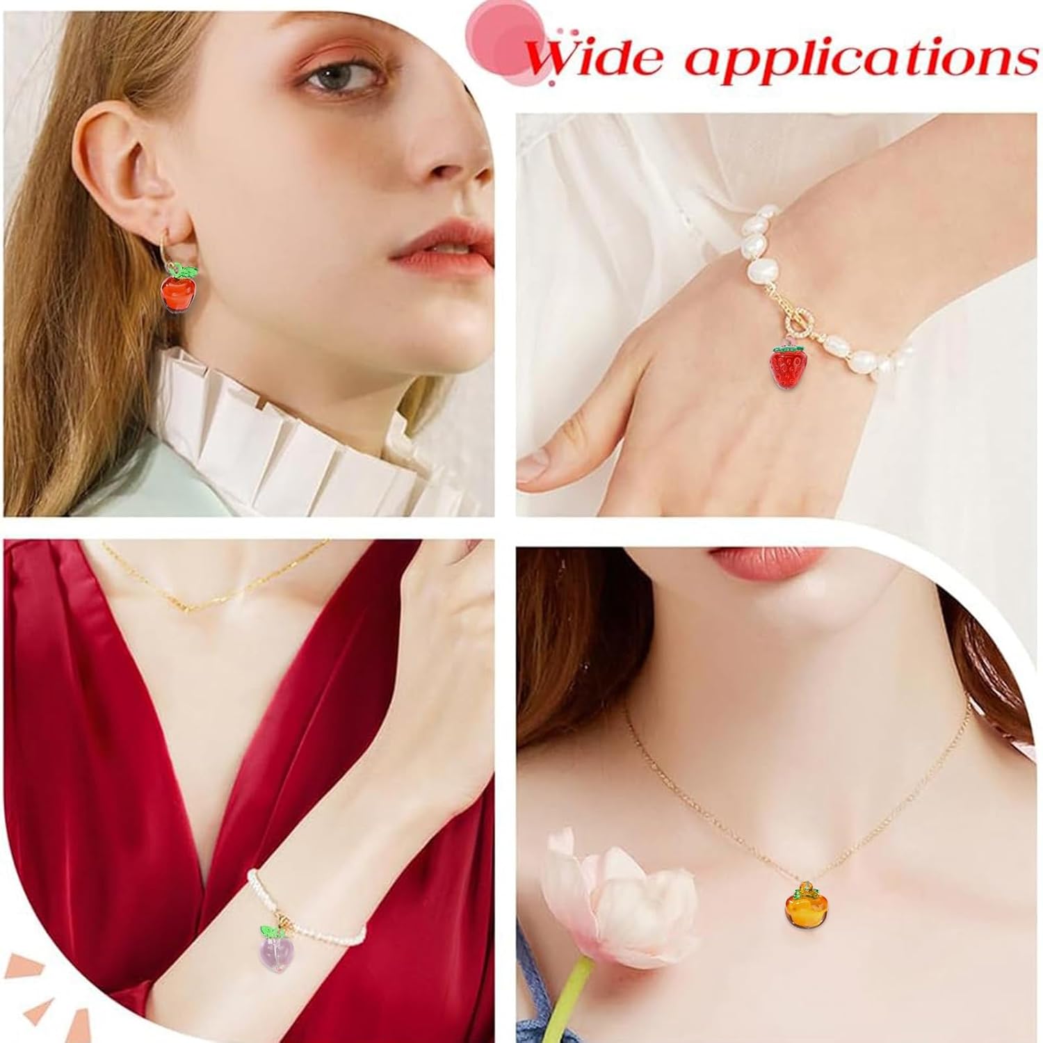 KitBeads 30pcs 5 Styles Acrylic Cherry Strawberry Charms for Jewelry Making - Image 7