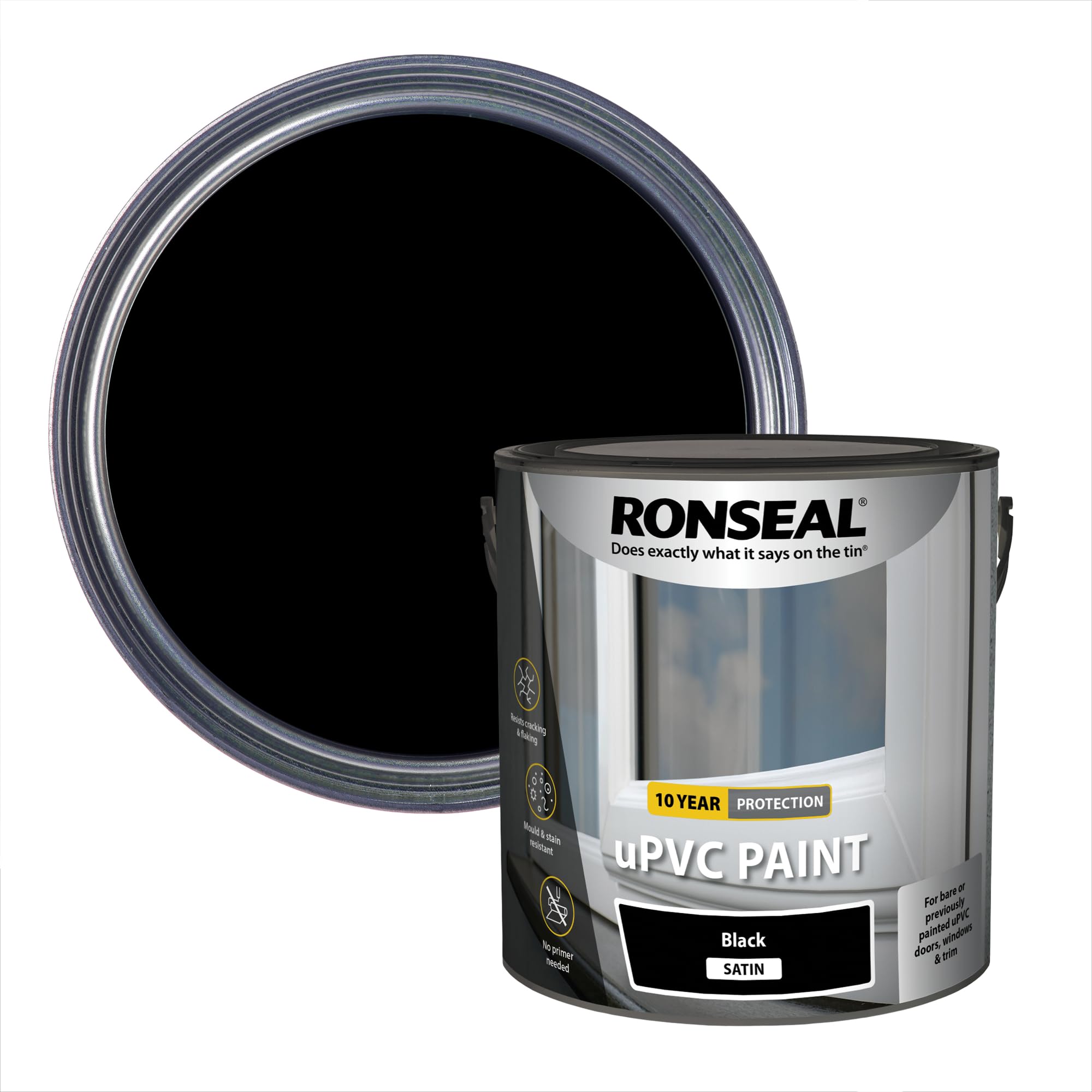 Ronseal Black 39395 Upvc Paint Satin 2.5 Litre