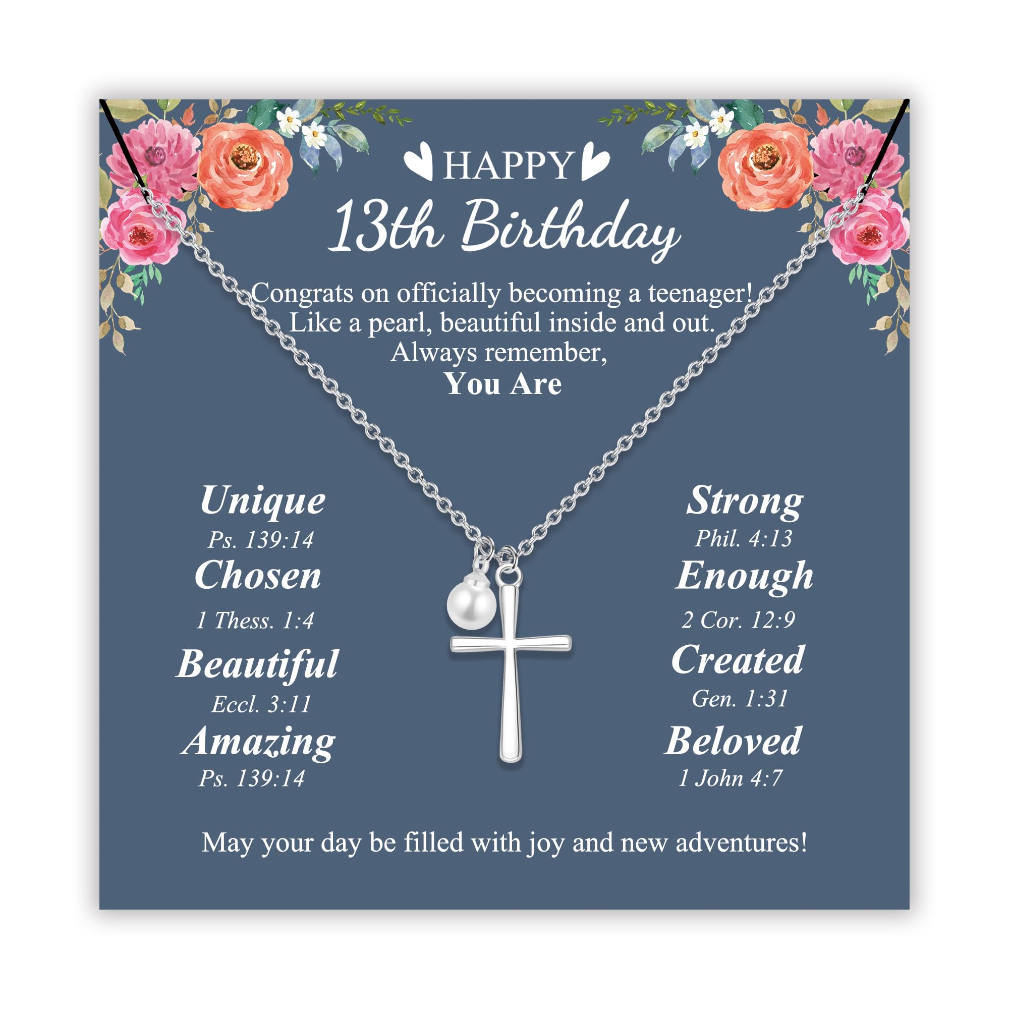 Sereney 9-16 Year Old Girls Birthday Necklace, Cross Stainless Steel Silver