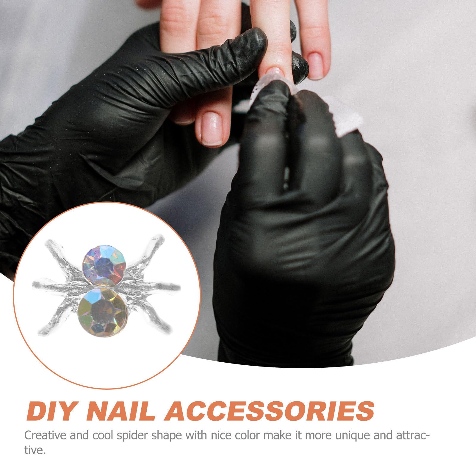 Uonlytech 500 Pièces Charms Ongles Araignée en Alliage Argenté Léger, Décoration de Manucure Facile à Utiliser pour DIY Nail Art Unique et Attrayant, pour Halloween