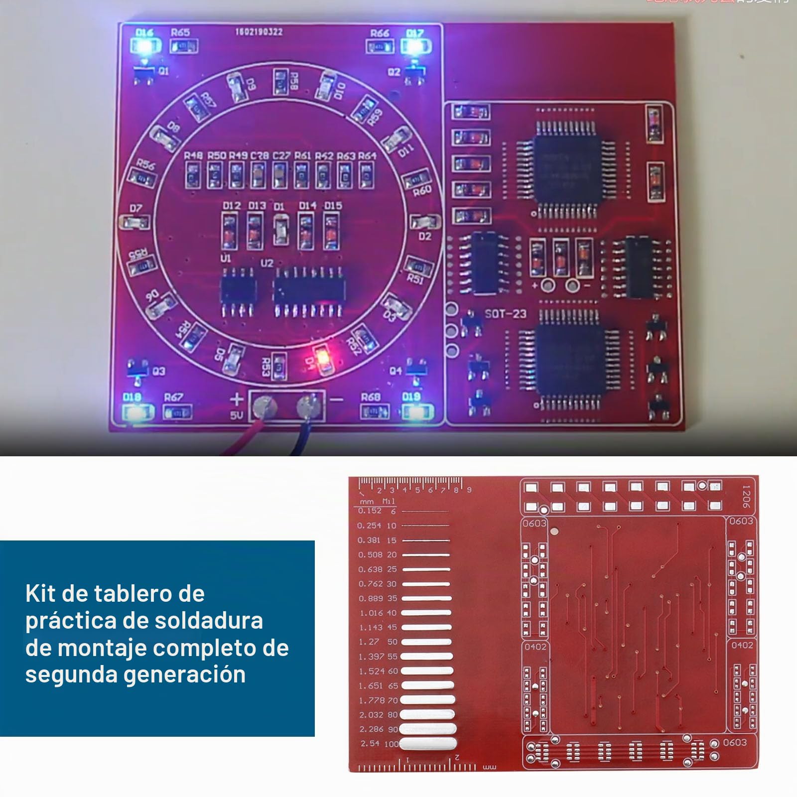 EMSea DIY Componentes SMD/SMT Tablero de Práctica Kit de Entrenamiento de Habilidades de Soldadura CD4017 NE555 para Decoraciones Navideñas Decoraciones de Escritorio
