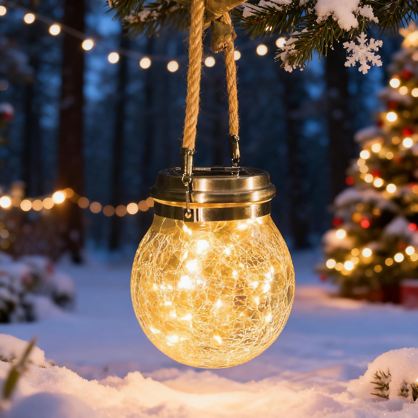 Lanterna Solare Esterno - XRR 30 LEDs 2 Pezzi Lanterne Solari da Esterno di vetro Impermeabile Luci Solari, Sospensione Solare Giardino Decorativa per Gazebo, Patio, Parco, Prato (Bianco Caldo)