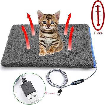 Amazon ペット用 ホットカーペット 電気マット ホットカーペット ペットベッド クッションusb加熱マット 40 30cm 電圧dc5v 炭素繊維 アルミホイル 温度時間調節できる 折りたたむ可能 洗い可能 犬用 猫用 オフィスチェアクッション 車 椅子 クッション ブラウン