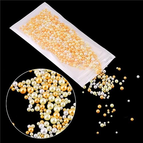 Miniatura 4 de CCINEE 1500 cuentas de perlas de tamaño mini para slime, cuentas de plástico sintético, kits de suministro de limo casero, champán