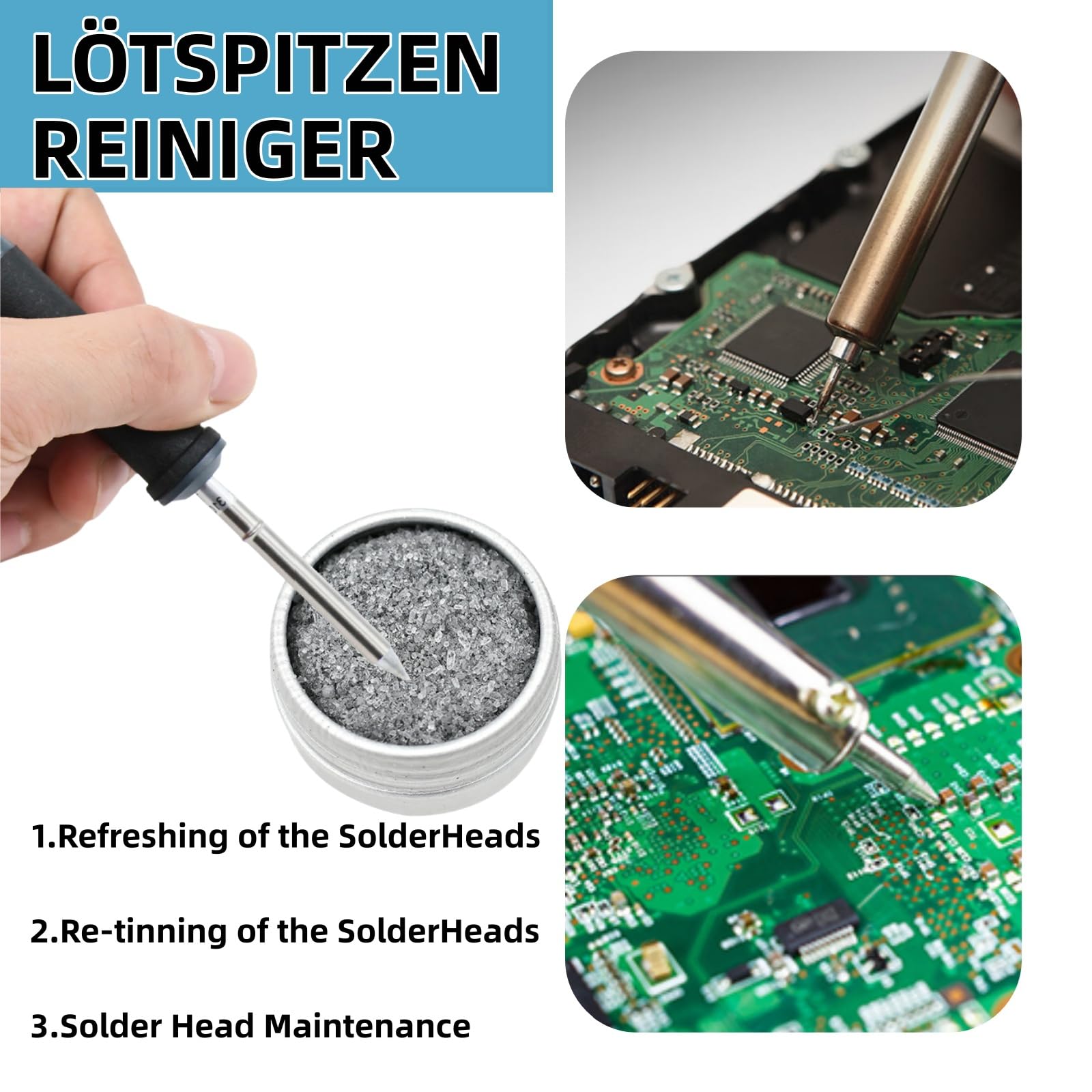 Lötspitzenreiniger,Lötspitzen-Reaktivator Dose,zur Reaktivierung Oxidierter Lötspitzen,Beseitigt Schonend Auch Oxidschichten,Hochwertiges Material,zur Reparatur Der Lötspitze Verwendet