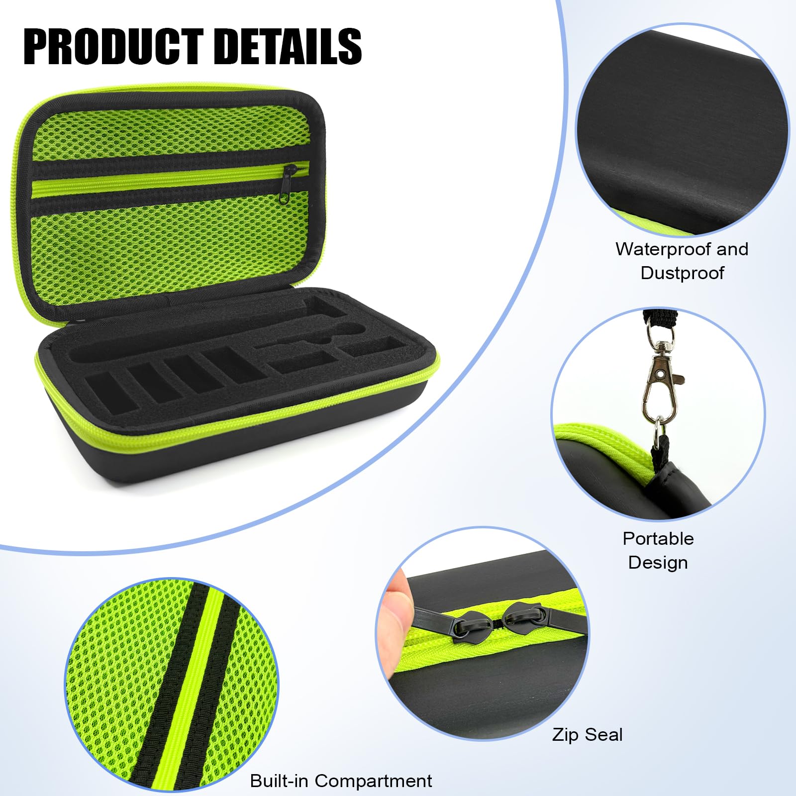 FORETOGO for Philips One Blade Case,Portable Razor Holder Storage Bag Waterproof Razor Storage Case for Philips,Shaver Carrying Case for Philips QP2520/90/70 - Image 3
