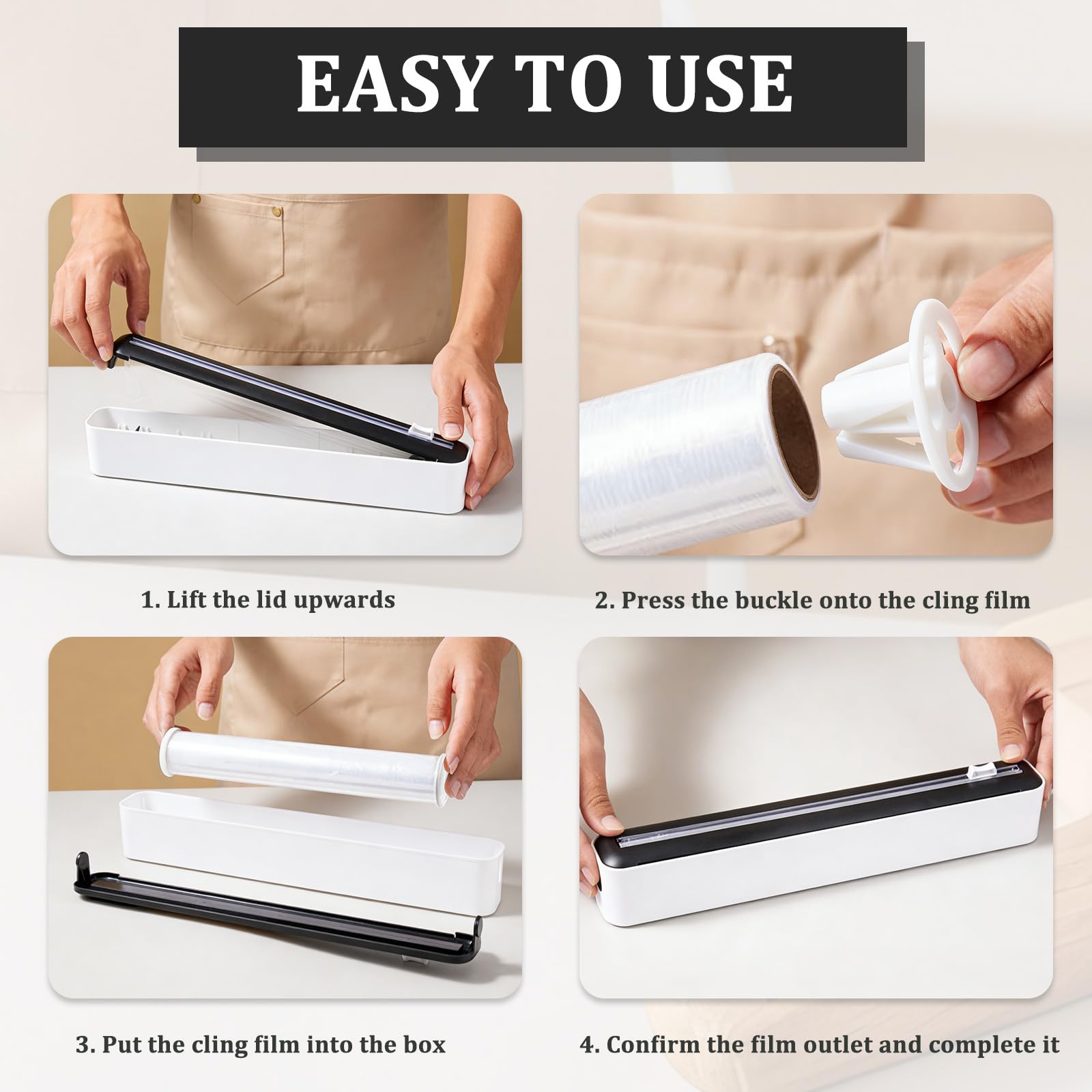 Derouleur Film Alimentaire Distributeur Film Alimentaire,Ventouse Distributeur Papier Aluminium pour Papier d'Aluminium,Papier de Cuisson,Couteau Coulissant Bidirectionnel,36 * 5 * 7CM