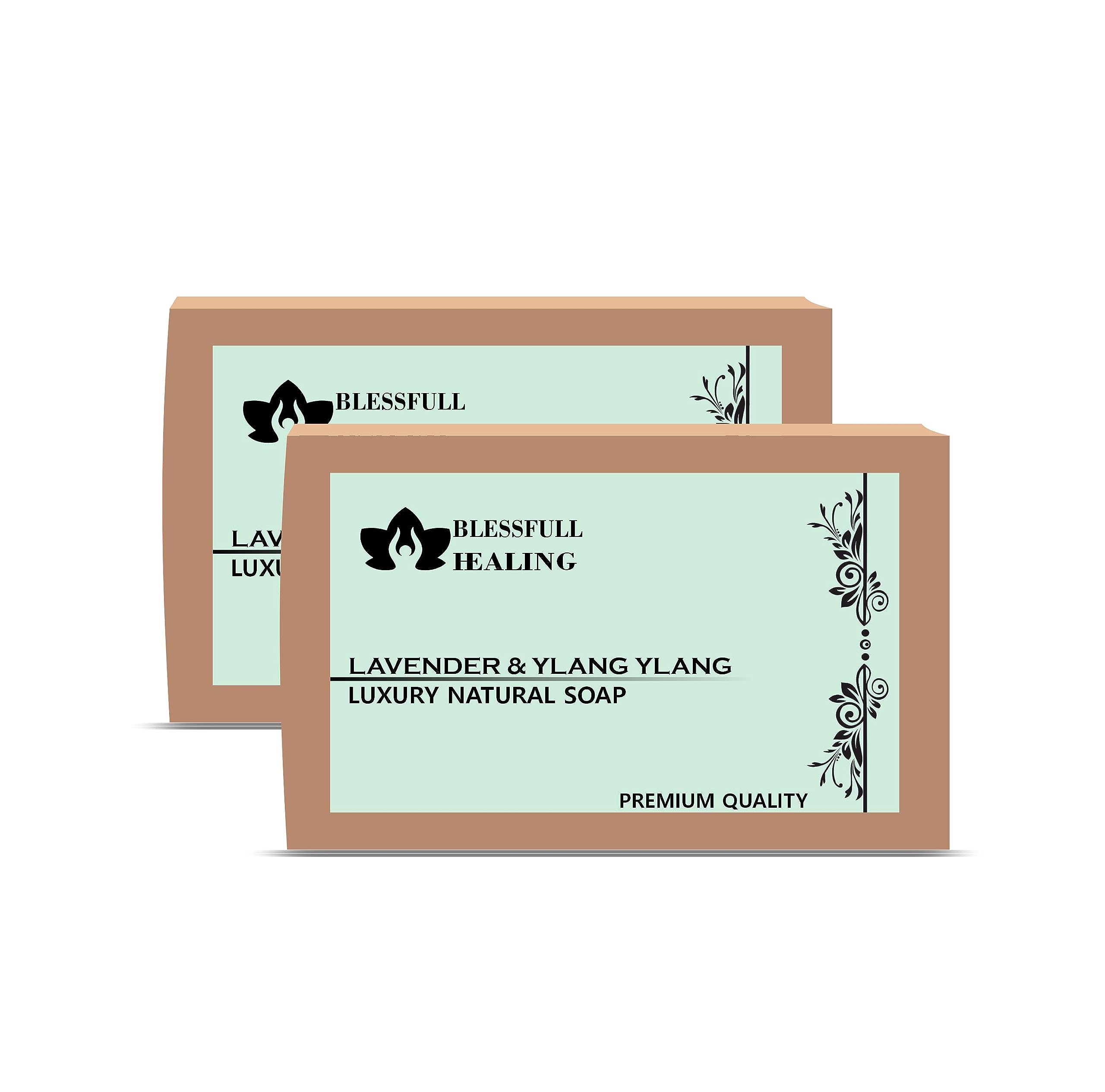 Luxury Lavender & Ylang Ylang Handmade Natural Soap Bars (125 Gram / 4.4 OZ) (Pack Of 2)