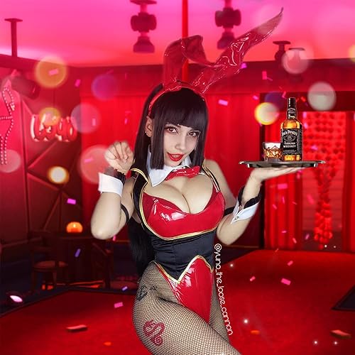 Miniatura 3 de FCCAM - Disfraz de conejo rojo para adultos, Yumeko Jabami, traje de conejito con orejas de conejo