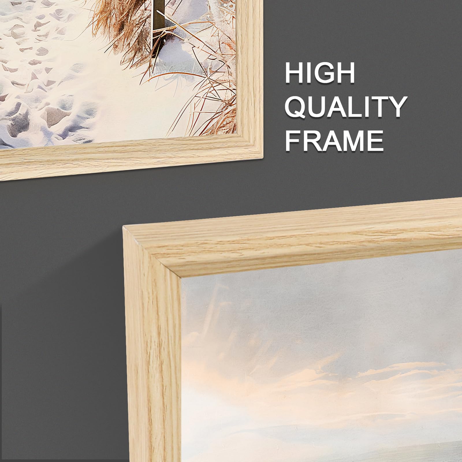 Boho Pampasgras Leinwand Bilder Set 30x40cm 3er Set Wanddeko Natur Strand Meereslandschaft Poster