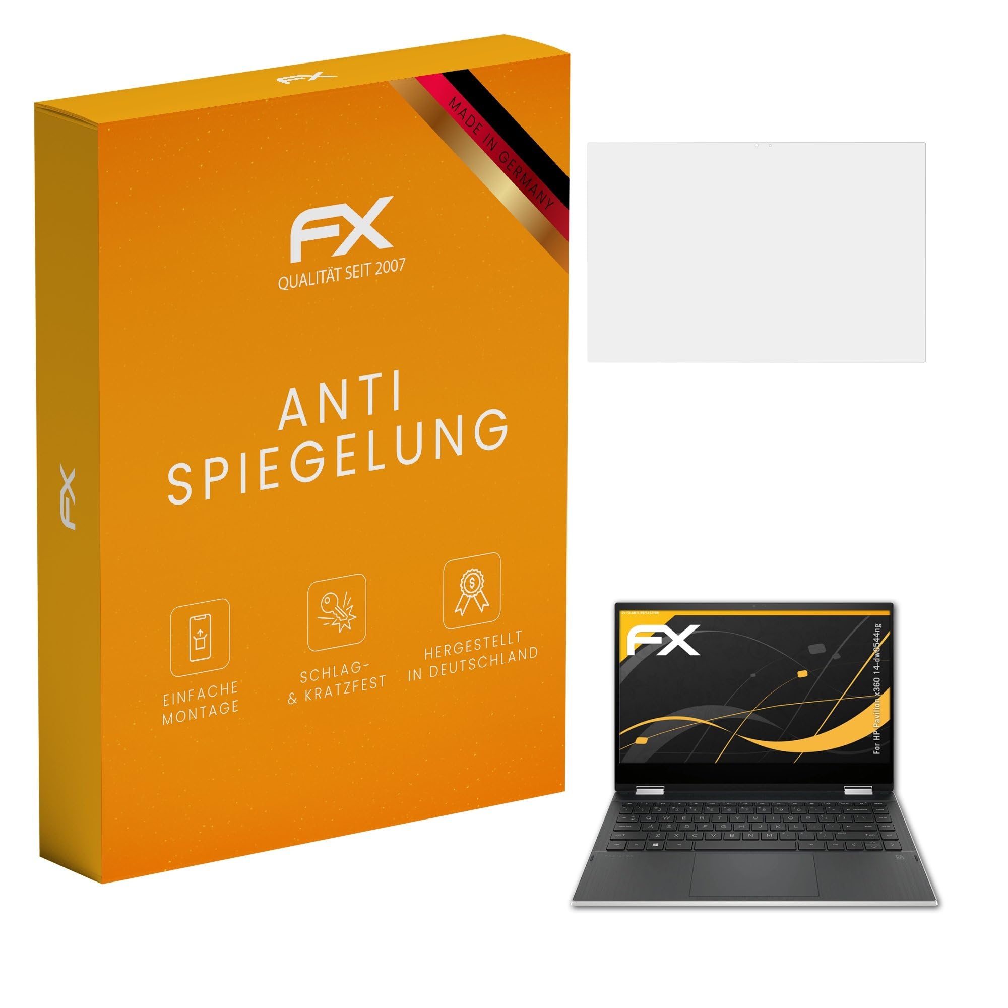 atFoliX Screen Protector compatible with HP Pavilion x360 14-dw0544ng Screen Protection Film, anti-reflective and shock-absorbing FX Protector Film (2X)