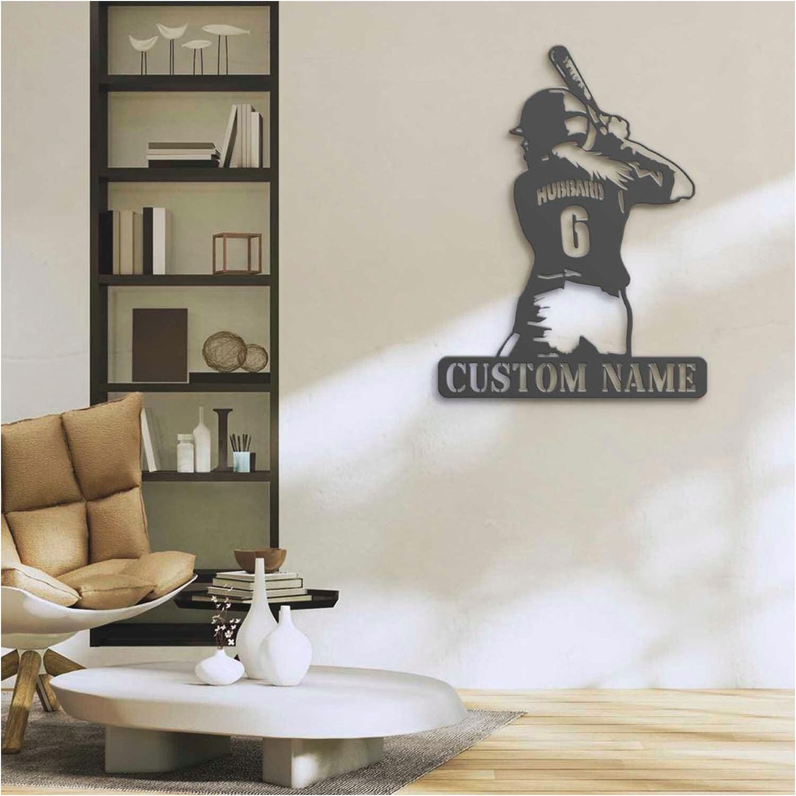 COOL MATE Custom Name Metal Sign, Custom Girl Baseball Metal Wall Art LED Light Personalized Female Softball Player Name Sign Home Decor Kid Nursery Decoration Birthday