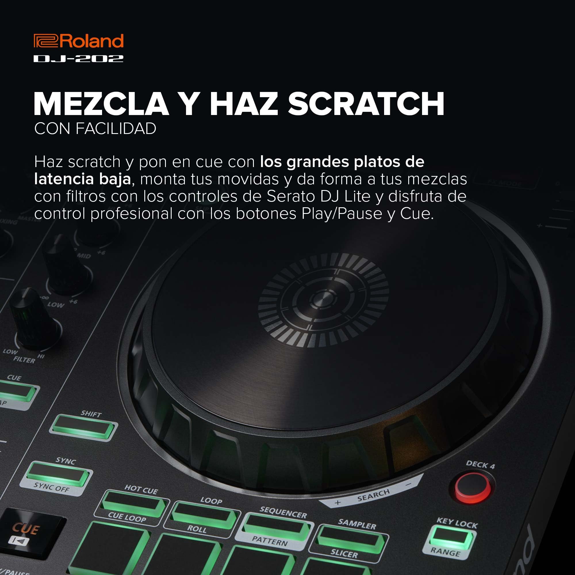 Roland DJ-202 デジタルDJコントローラー Roland DJ-202 Controlador de DJ compacto | Controlador de 4 decks