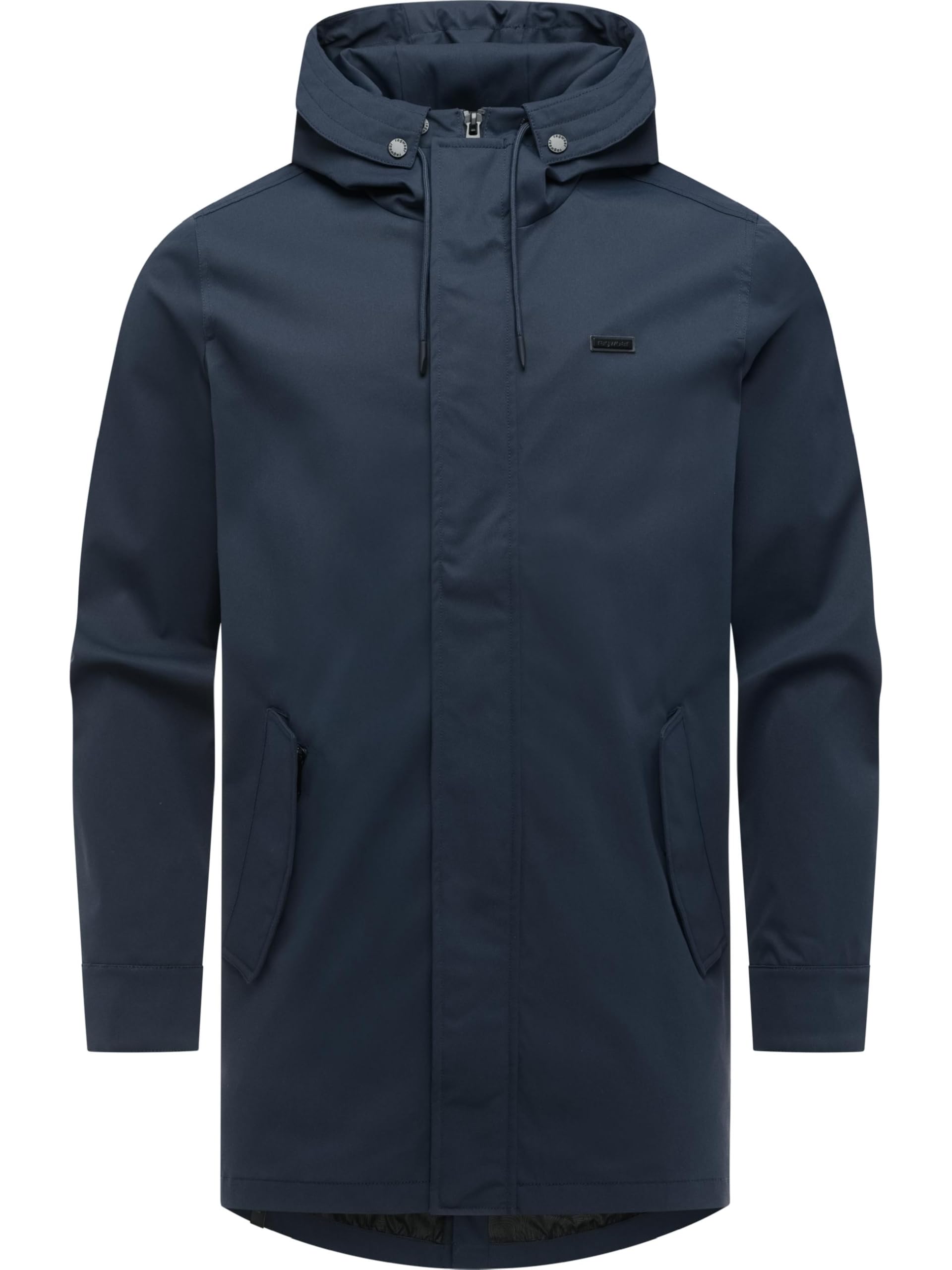 Ragwear Herren lange wasserdichte und atmungsaktive Übergangsjacke Mantel mit Taillenzugband, Gehschlitz und verstellbarer Kapuze Mr Smithem Twill YOUMODO S-6XL