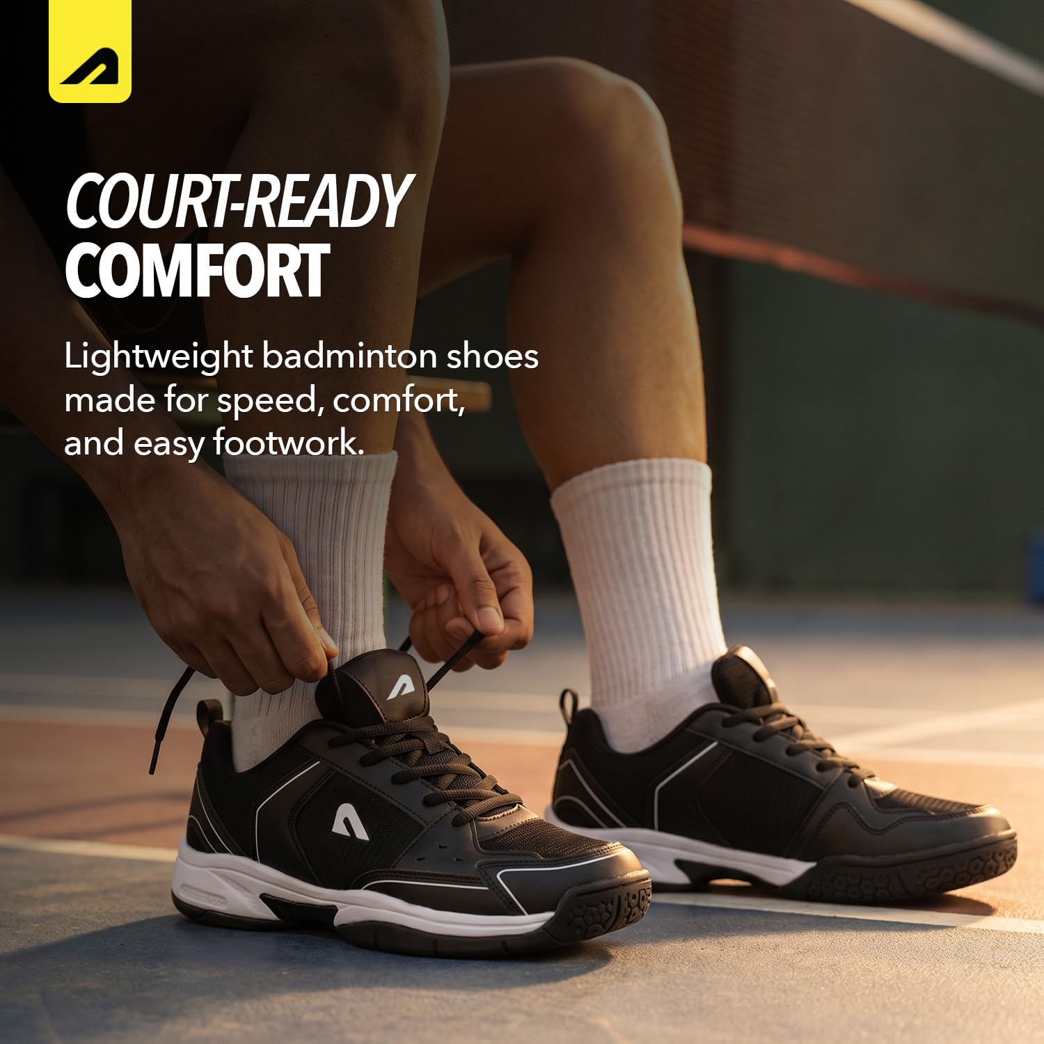 Boldfit Badminton Shoes for Man Lightweight Non Marking Shoes for Badminton Breathable Anti Skid Shoe for Man Shuttle Non Marking Indoor Shoe for Pickleball, Tennis, Padel, Black White - 08