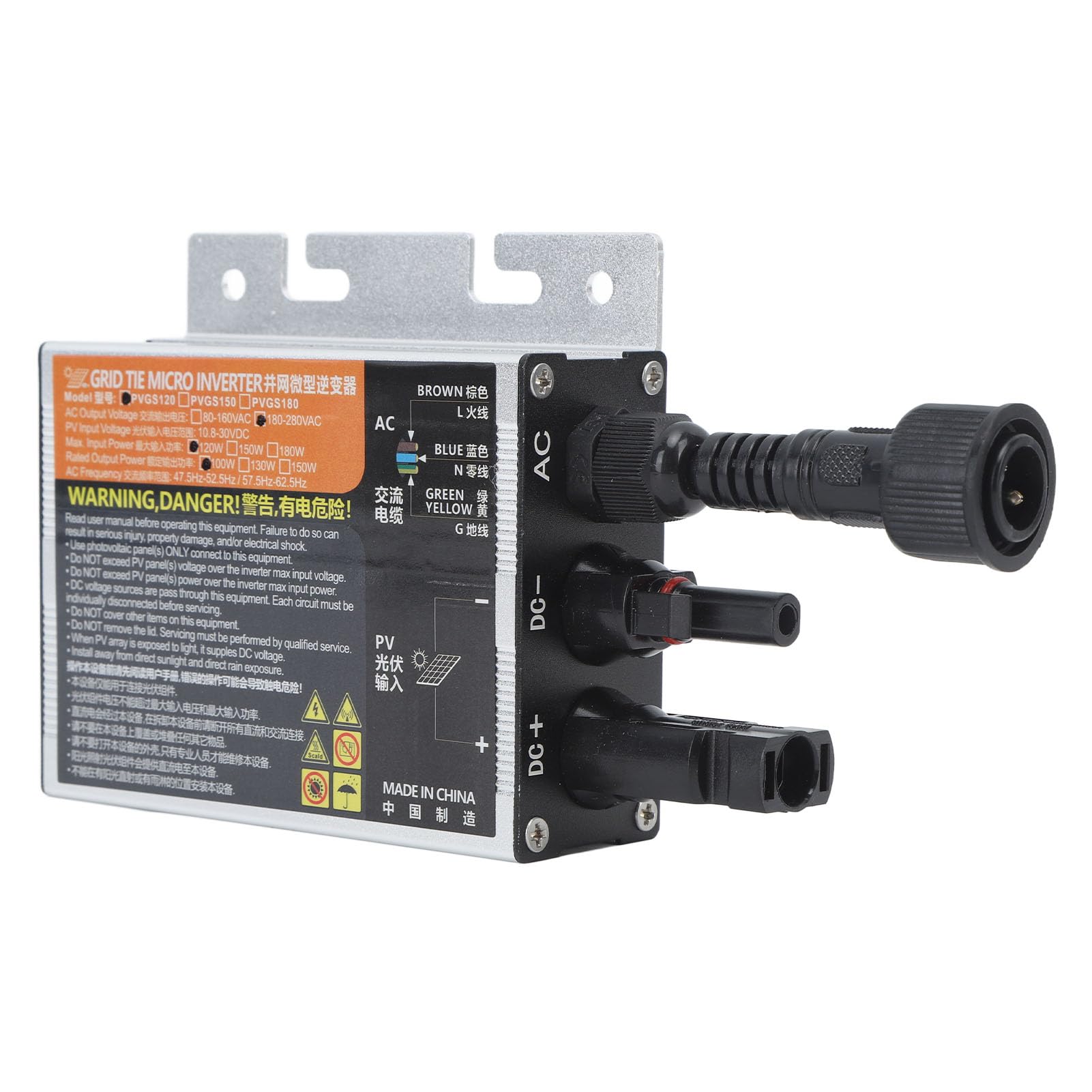 Luqeeg 120W Grid Tie Inverter, Photovoltaic Inverter, AC 220V Pure Sine Inverter with Voltage Current Islanding for Solar Panel System, Power Generation System