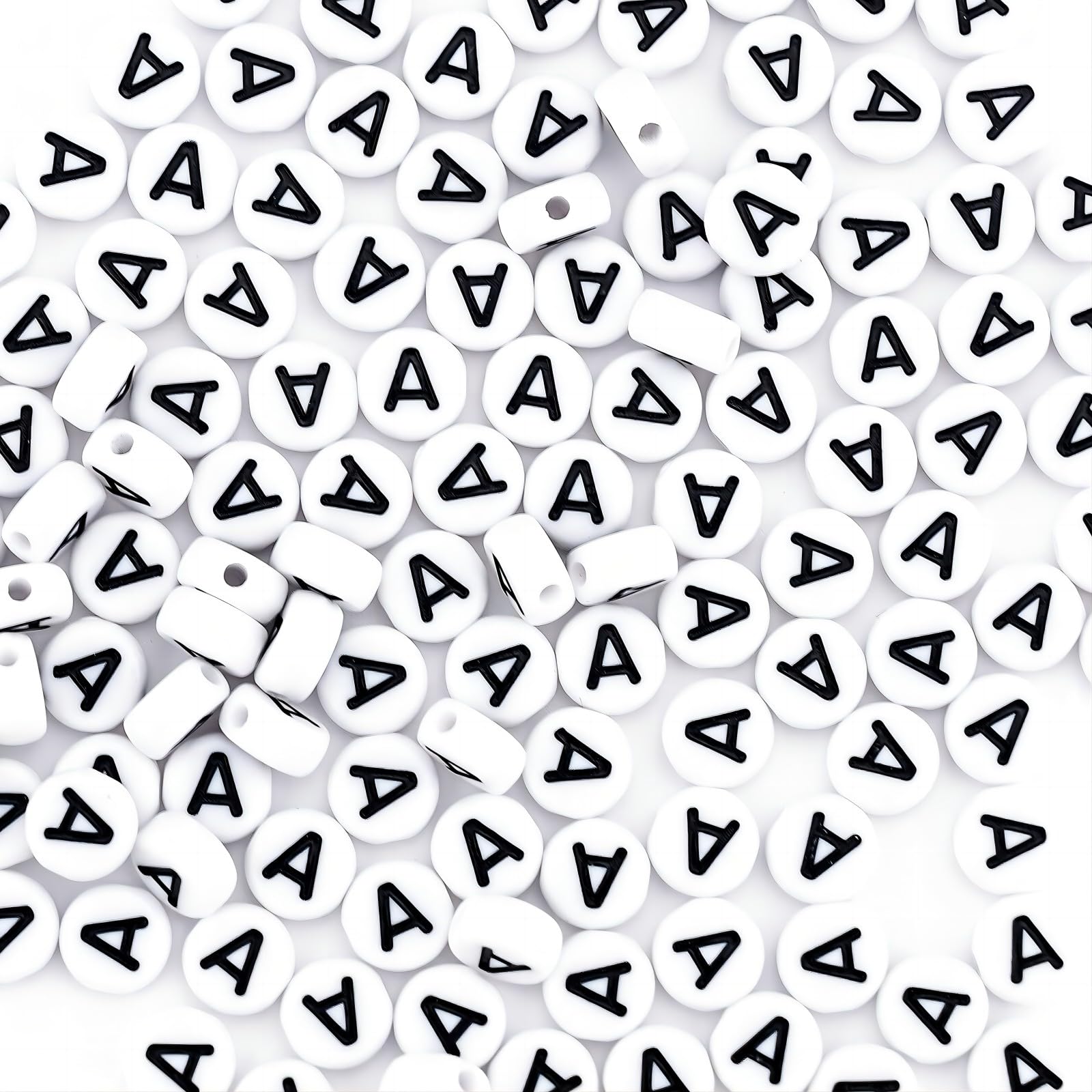 300Pcs Vowel Letter Beads for Friendship Bracelets Making 4X7mm Individual Round White Alphabet Beads A