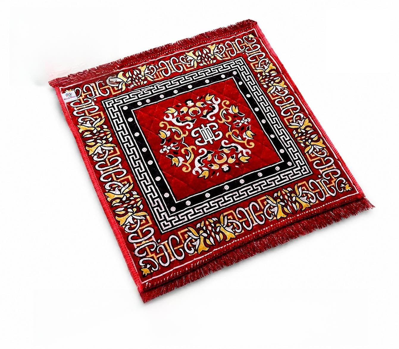 Pooja Asan 20x20 Inch Printed Prayer Mat for Mandir & Meditation | Daily Worship Mat, Auspicious Design, Soft & Comfortable, Easy to Clean, Lightweight & Portable-image-1