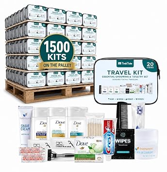 Hygiene Essentials Supply Bulk Kit, 1500 Packs, Toothbrush, Crest Toothpaste, Dove Soap, Conditioner, Deodorant, Comb